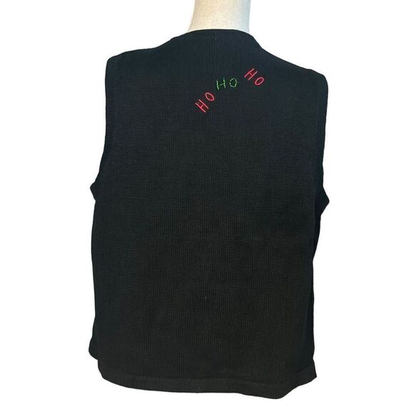 Bechamel Christmas Vest Size Large Black Holly Berries Sleeveless Cottagecore - Picture 3 of 9